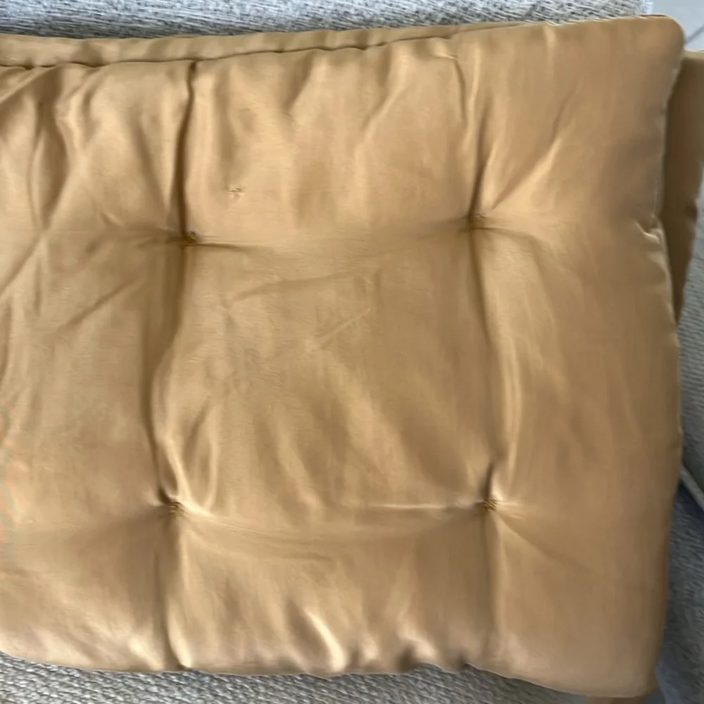 Restoration Hardware silk tufted stitch sham Euro camel 100% silk NWOT 26 x 26